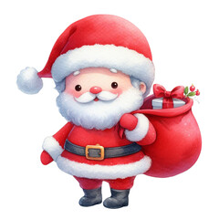 Obraz premium Cute Santa Claus in Christmas, watercolor