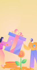 Festive Shopping E-Commerce Online Shopping People Flat Vector Concept Operation Hand Drawn Illustration
