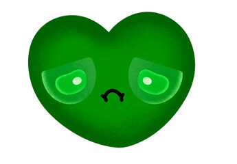 Cute Heart Emoji Mascot Character Kawaii Cartoon illustration Heart Emotional Sick Face Very Sick Face