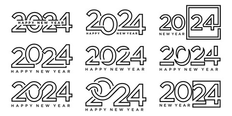 Collection of 2024 logo happy new year, text 2024 template vector editable and resizable EPS 10	