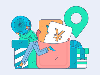 Festive Shopping E-Commerce Online Shopping People Flat Vector Concept Operation Hand Drawn Illustration
