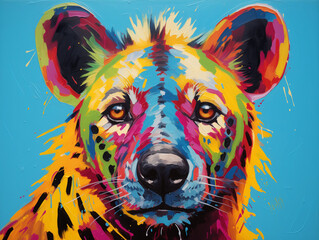 Obraz premium A Pop Art Acrylic Style Painting of a Hyena with Vibrant Colors