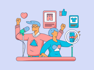 Festive Shopping E-Commerce Online Shopping People Flat Vector Concept Operation Hand Drawn Illustration
