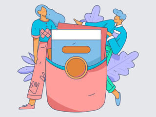 Festive Shopping E-Commerce Online Shopping People Flat Vector Concept Operation Hand Drawn Illustration
