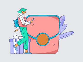 Festive Shopping E-Commerce Online Shopping People Flat Vector Concept Operation Hand Drawn Illustration
