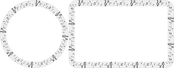 Fototapeta na wymiar frame with note music ornament with copy space