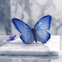 Fototapeta na wymiar Indigo Butterfly Mystique: Marble Infrared