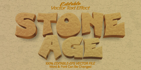 Stone Age Vector Text Effect Editable Alphabet Rock History Cartoon Cave