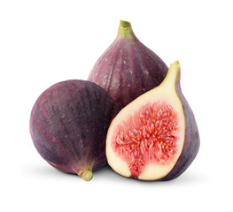 Fresh whole and cut figs isolated on white