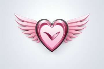 Heart with Cupid wings. Light background with selective focus and copy space