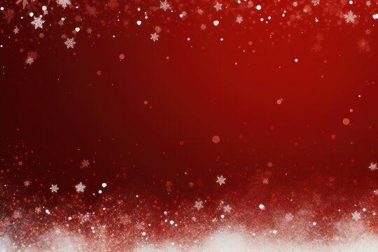 Festive Holiday Card with Red Background and Snow