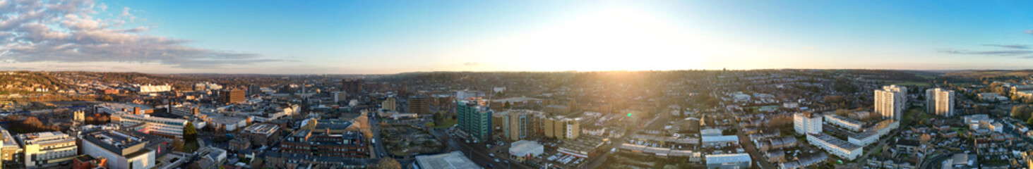 Aerial view of Central Luton City of England During Sunset Time