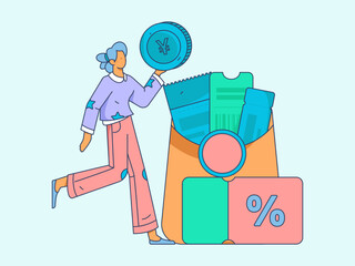 Festive Shopping E-Commerce Online Shopping People Flat Vector Concept Operation Hand Drawn Illustration
