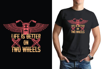 Fototapeta na wymiar life is better on two wheels...tee, bike, ride, t shirt design.