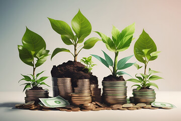 plant growing on coins| investments | business | money |coins | financial | nature