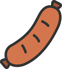 皮付きソーセージのアイコン（線画カラー）のイラスト