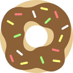 チョコレートドーナツのアイコンのイラスト