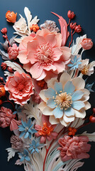 Very beautiful ultra-clear clay painting of flowers, clay style, 3D, soft light, photo frame ai generative