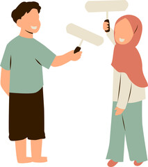 Fototapeta premium Couple painting together