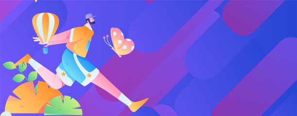 People exercising healthy running vector internet operation illustration
