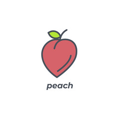 Vector sign of the peach symbol isolated on a white background. icon color editable.