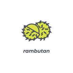 Vector sign of the rambutan symbol isolated on a white background. icon color editable.