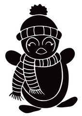 Winter Penguin Wearing a Scarf SVG File, Penguin Silhouette
