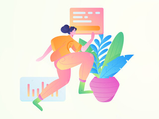 People exercising healthy running vector internet operation illustration
