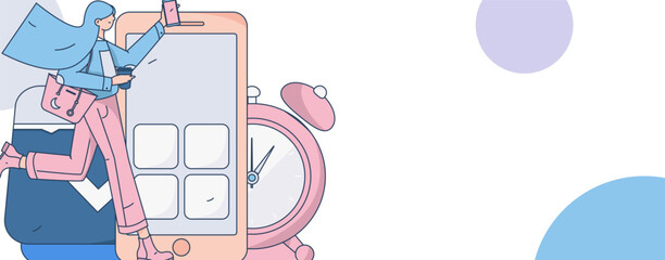 People exercising healthy running vector internet operation illustration
