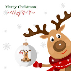Christmas background reindeer with ball decoration