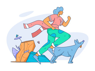 People exercising healthy running vector internet operation illustration
