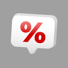 Vector 3d symbol percentage icon message bubble