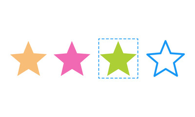 Vector set of stars multiple colours shadows