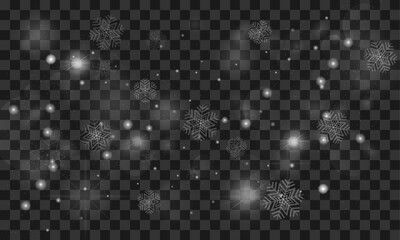Vector snowy background with falling snowflakes