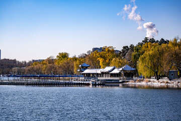 Landscape of the slipway of Nanhu Park in Changchun, China after snow