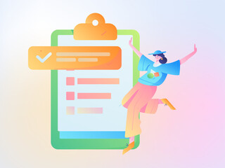 Invite friends to conduct questionnaire flat vector concept operation hand drawn illustration
