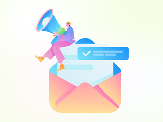 Invite friends to conduct questionnaire flat vector concept operation hand drawn illustration
