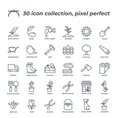 Vector sign of the garden flower icon set isolated on a white background. symbol color editable.