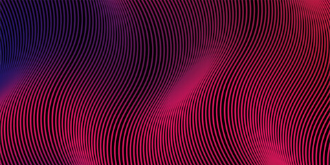 Dark abstract background with glowing wave. Shiny moving lines design element. Modern purple blue gradient flowing wave lines. Futuristic technology concept. Vector illustration modern line  art - obrazy, fototapety, plakaty