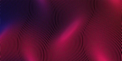 Deurstickers Dark abstract background with glowing wave. Shiny moving lines design element. Modern purple blue gradient flowing wave lines. Futuristic technology concept. Vector illustration modern line  art © Afrin