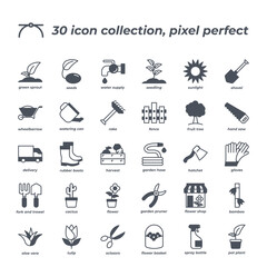 Vector sign of the garden flower icon set isolated on a white background. symbol color editable.