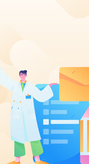 Invite friends to conduct questionnaire flat vector concept operation hand drawn illustration
