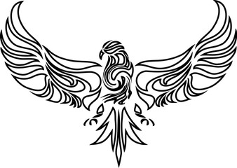 アートなトライバル風イーグル・鷲の線画