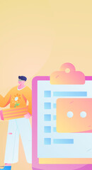 Invite friends to conduct questionnaire flat vector concept operation hand drawn illustration
