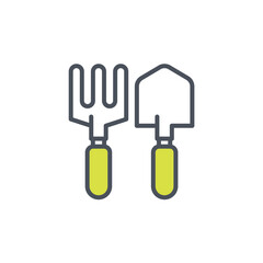 Vector sign of the fork and trowel symbol isolated on a white background. icon color editable.