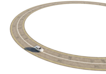 car driving in loop or circle road