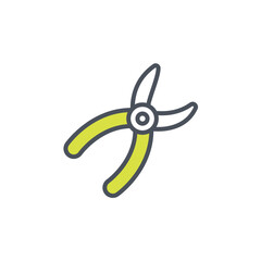 Vector sign of the garden pruner symbol isolated on a white background. icon color editable.
