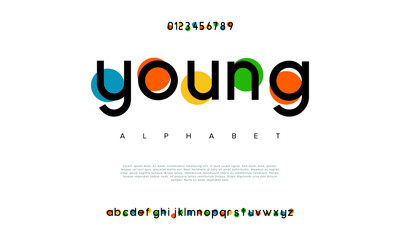 Young creative modern urban alphabet font. Digital abstract moslem, futuristic, fashion, sport, minimal technology typography. Simple numeric vector illustration