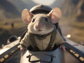 raton manejando un avion