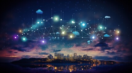 Big Data Analytic Concept with Futuristic Low-Poly Wire frame